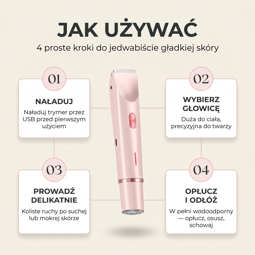 Reluxo Silk™ jak używać — 4 kroki do jedwabiście gładkiej skóry